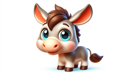 Funny donkey cartoon. Domestic animals for children's illustrations