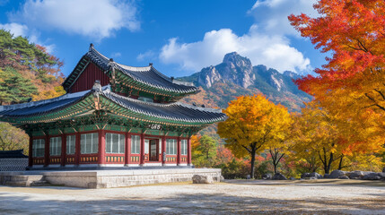 Obraz premium Autumn Splendor in Naejangsan: A Tapestry of Maple Trees in South Korea