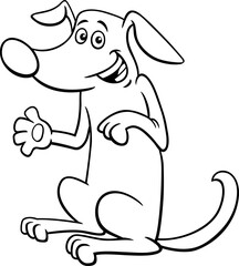 Obraz premium funny cartoon dog animal character waving his paw coloring page