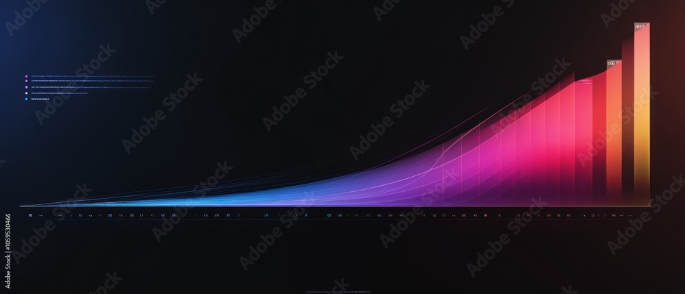 Poster a colorful data visualization depicting growth trends over time.