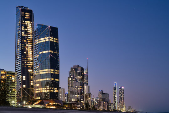 Surfers paradise Gold Coast high rises at night