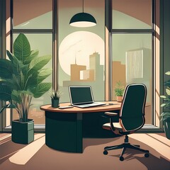 Noir Peaceful Office Space