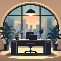 Noir Peaceful Office Space