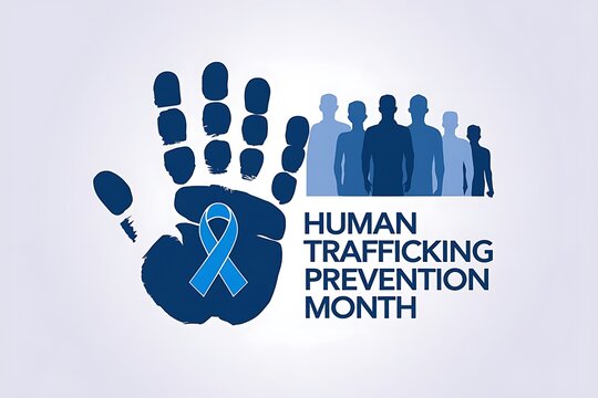 National Slavery and Human Trafficking Prevention Month Awareness Illustration