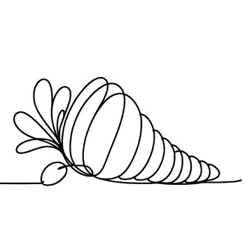 recommend clip art: Elegant outline of a cornucopia, minimalist design for harvest and celebration themes