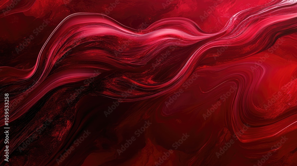 Poster dynamic red waves a captivating abstract design of fluid motion and energy