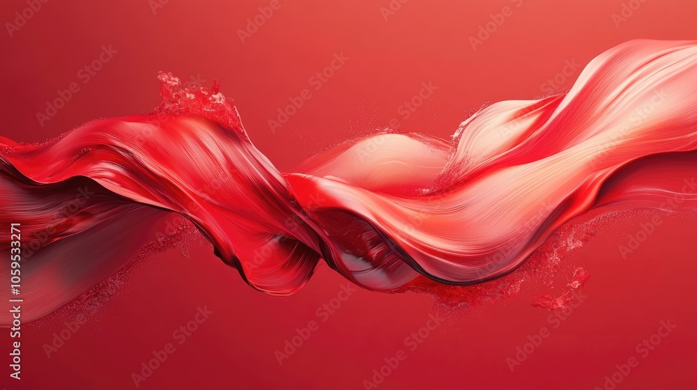 Poster flowing red waves of expression a stunning visual journey through dynamic motion and color