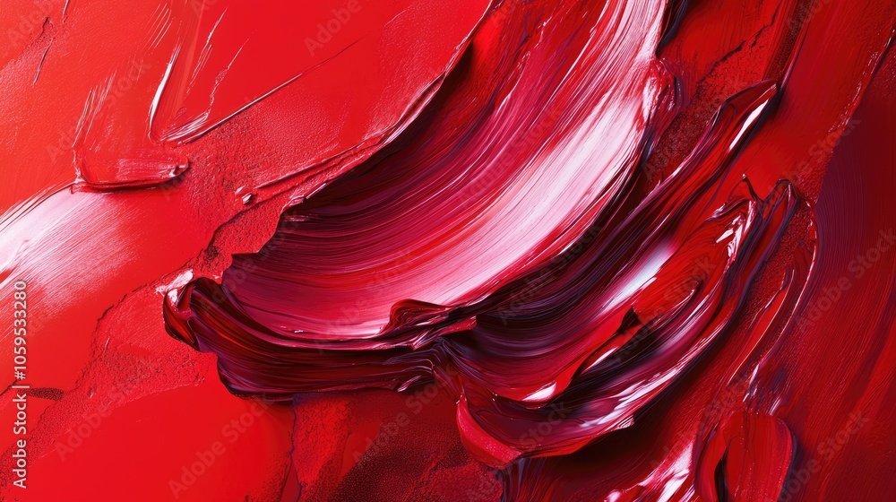 Poster Vibrant red abstract expression a dynamic exploration of color and texture in contemporary art