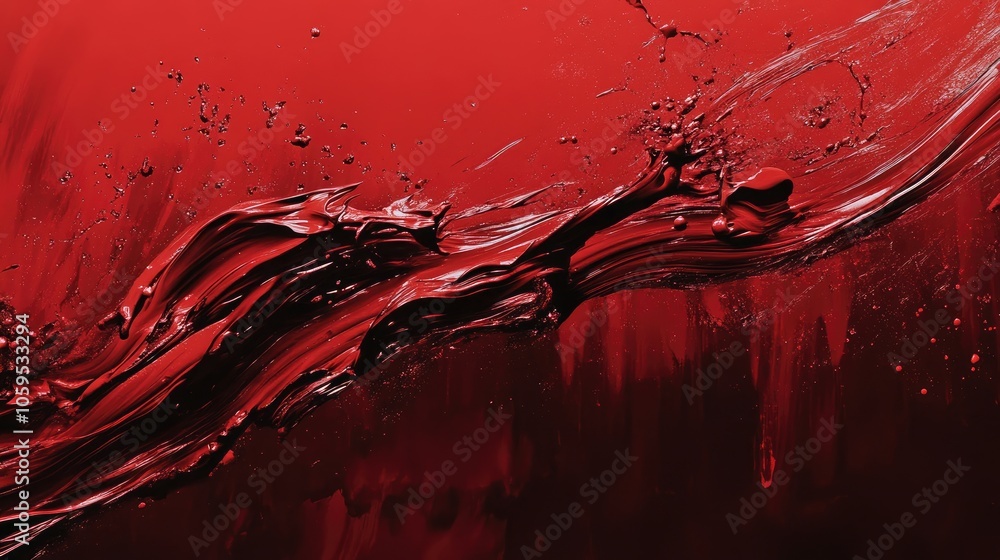 Poster dynamic red fluidity an abstract exploration of color and motion in art