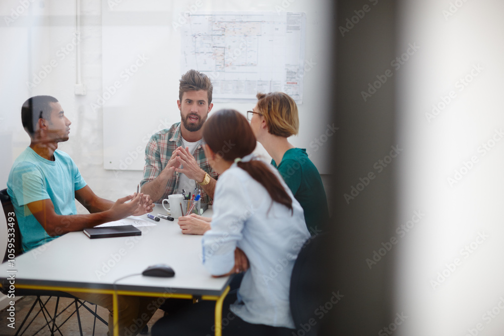 Poster layout, people or talking in meeting for engineering, architecture plan or building project. busines