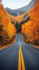 Fototapeta premium Autumn Road surrounded trees