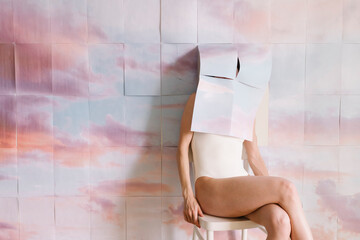 Surreal Art of Person Blending into Sky Background