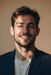 Obraz premium Portrait of a happy young casual man standing