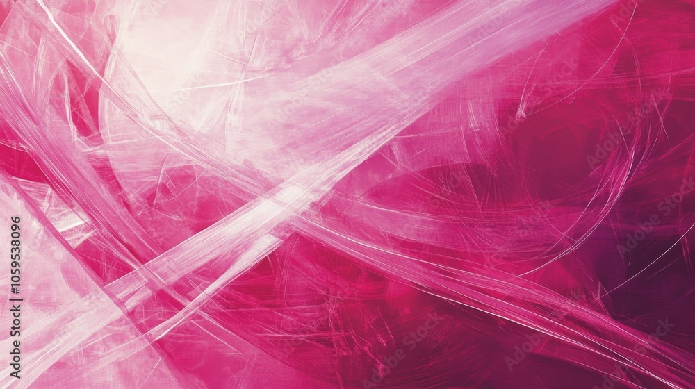 Poster abstract expression of motion and color in vibrant pink hues with flowing lines and shapes