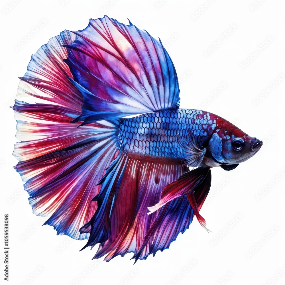 Poster a vibrant betta fish displaying its colorful fins and intricate patterns.