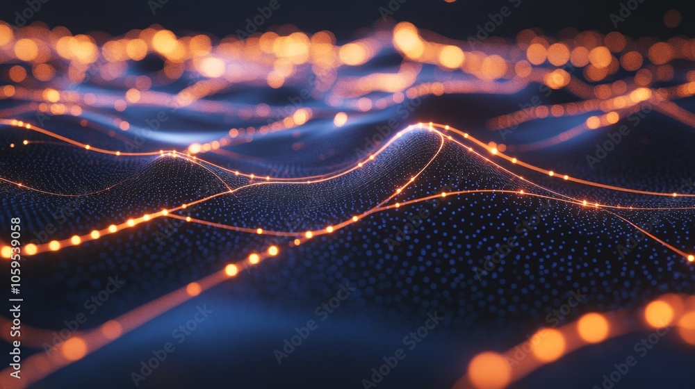 Poster visualizing the dynamics of digital waves a stunning abstract representation of light and movement