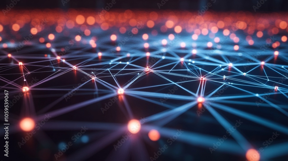 Poster exploring the intricacies of a networked world a glimpse into connectivity through light and data