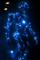 Fototapeta premium A robot that is standing in the dark