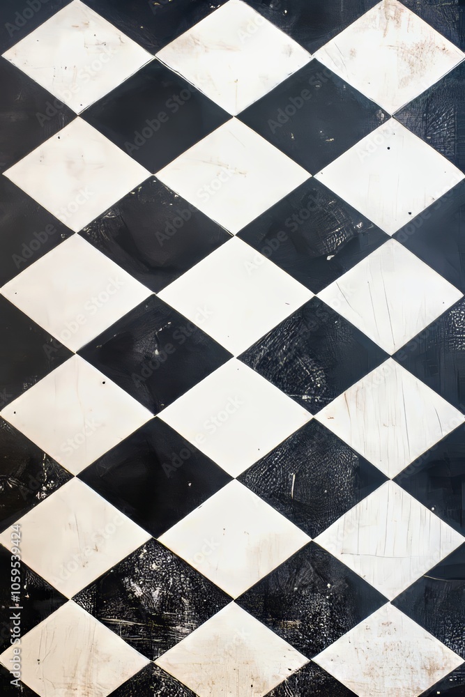Poster black and white chess board pattern on flat lay background generative ai