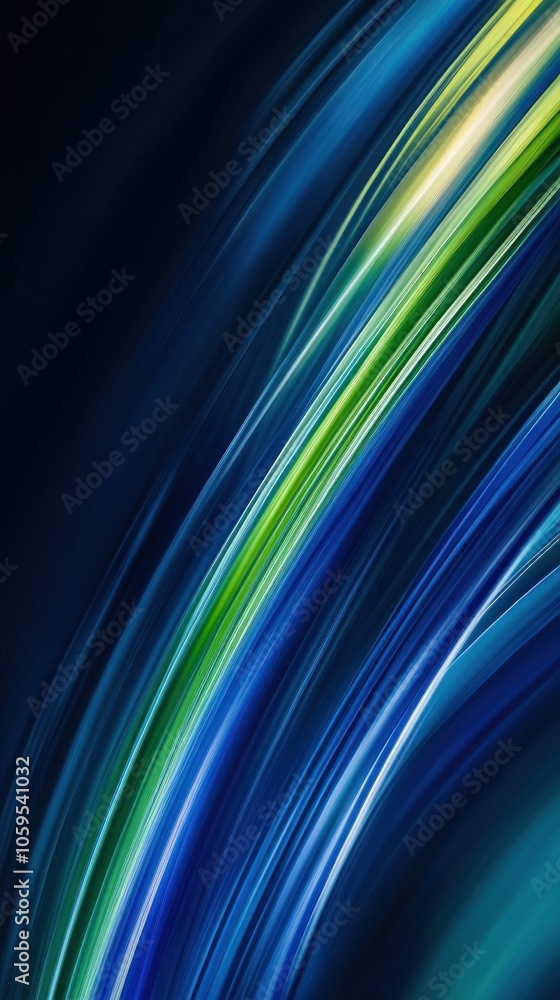 Aufkleber abstract design featuring flowing lines in blue and green hues, creating a dynamic visual effect.