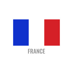 France flag icon. The country sign. Rectangle shape. Isolated on a white background. Vector image.