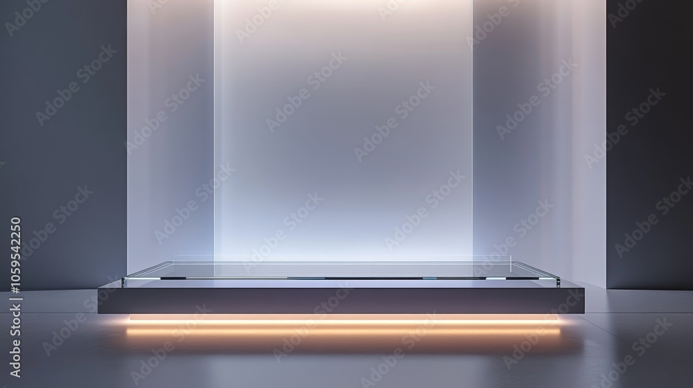 Poster minimalist showcase a modern display with subtle lighting and clean lines for artistic presentation
