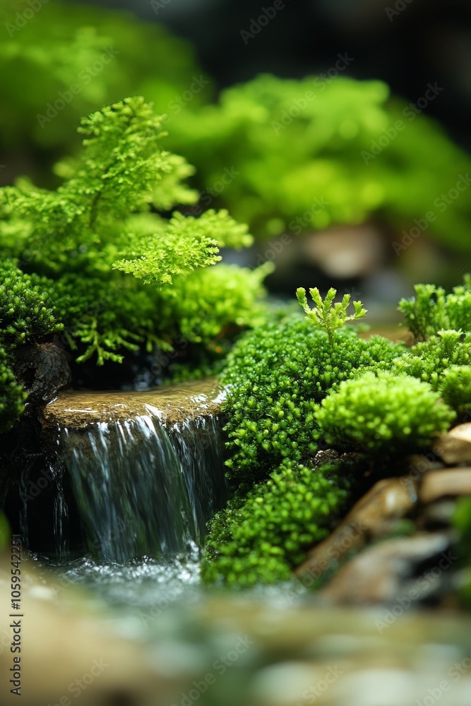 Poster close-up of natural spring water in a stream for refreshment and hydration generative ai