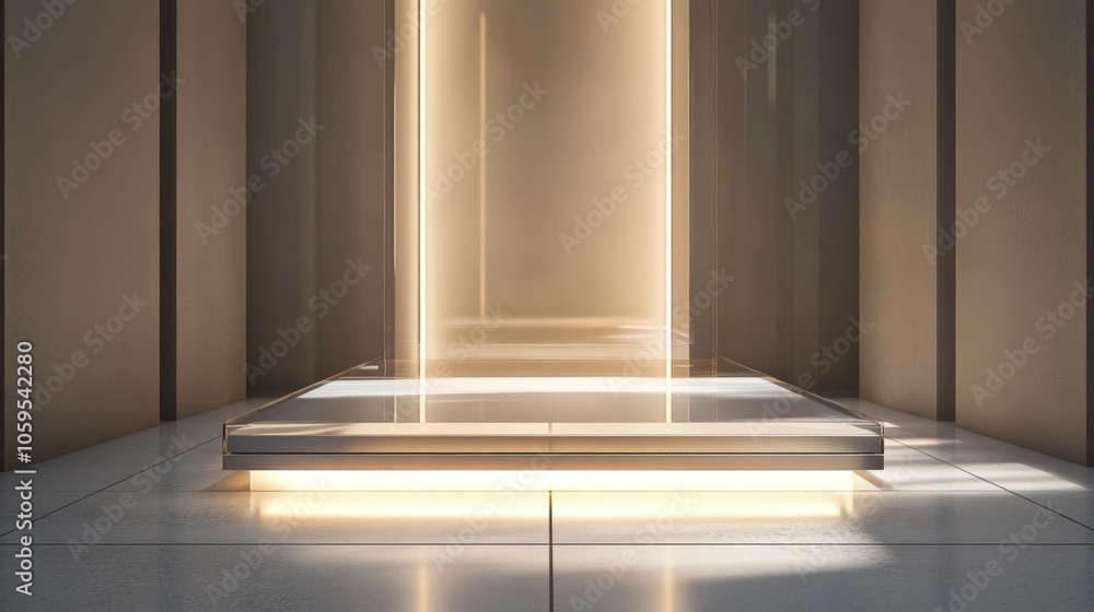 Poster a glimpse into modern minimalism exploring the ethereal light portal in contemporary architecture