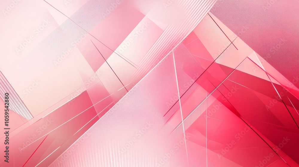Poster abstract geometric patterns in soft pink and red hues a visual exploration of color and form