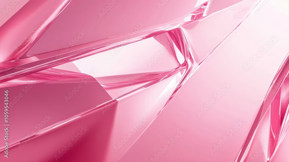Poster abstract pink crystal forms an exploration of light and reflection in modern design