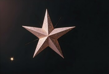 Fototapeta premium small bright star with a distinct twinkle isolated on a deep black background create with ai