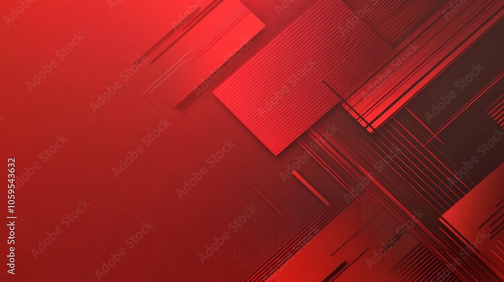 Poster dynamic red abstract background with geometric patterns and lines for modern design applications