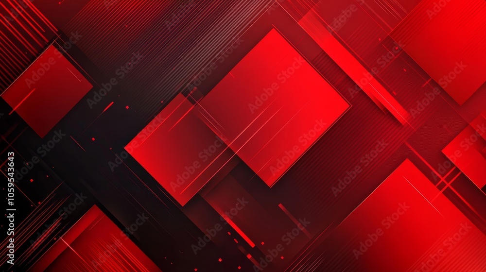 Poster dynamic red geometric abstraction with intricate lines and shapes