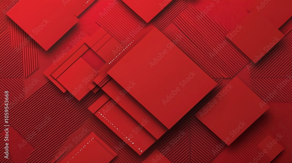 Poster dynamic red geometry exploring the intricacies of layered textures and forms in modern design