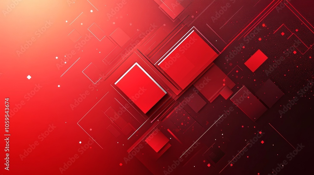 Poster dynamic red abstract background with geometric shapes and lines for modern design projects