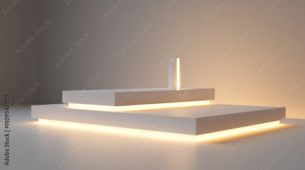 Poster modern minimalist display with soft ambient lighting for artistic presentations