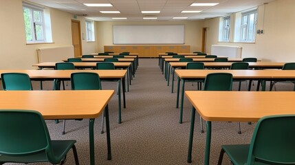 Learning Space with Desks and Chairs Setup