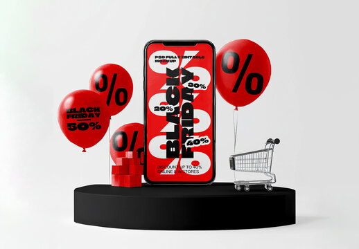  Smartphone Screen with Online Shopping Concept Mockup with Generative AI