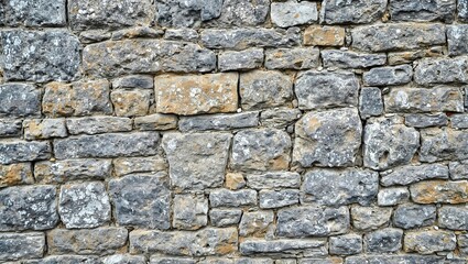 Obraz premium Strong durable stone wall with varying shades of gray and brown rocks