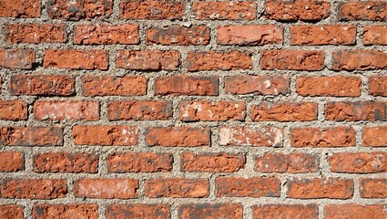 Obraz premium Rustic red brick wall with white mortar patches