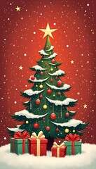 Obraz premium Merry Christmas design with Xmas tree