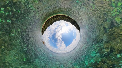 Spherical panoramic view of ocean and sky. Travel nature, Malaysia