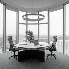 Black and White Contemporary Office