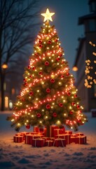 Obraz premium Merry Christmas background design with Xmas tree