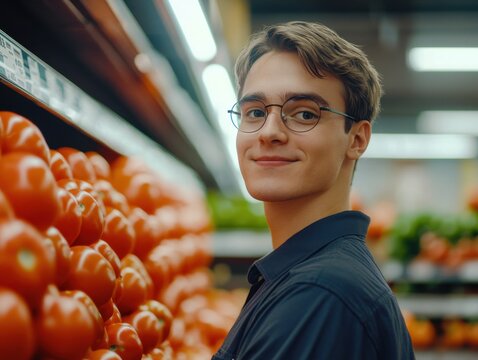 Cheerful Supermarket Employee