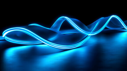 Fototapeta premium Abstract 3D Blue Neon Light Swirls