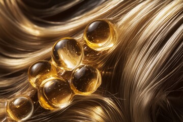 Fototapeta premium Nourishing Hair Serum Molecules Close Up for Beauty and Cosmetics Generative AI
