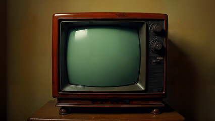 A Nostalgic Painting of an Old-Fashioned Television Set Capturing the Charm of a Bygone Era