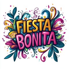Obraz premium Fiesta Bonita Decorative Typography Design 
