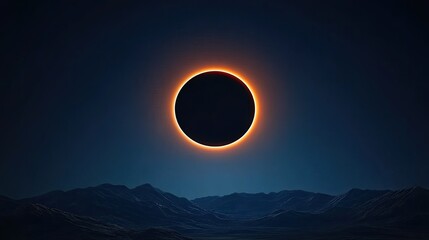 A luminous red eclipse casts an eerie glow over rocky mountains in a dark landscape, enhancing the mysterious and thrilling ambiance of the night sky